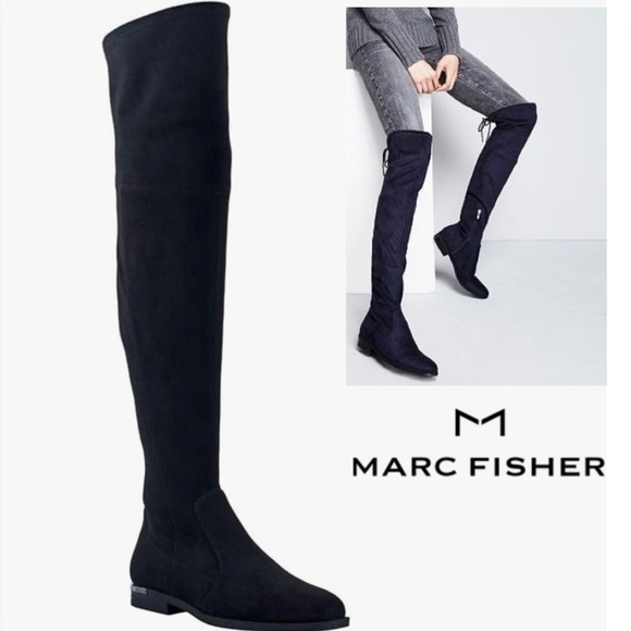 Marc Fisher Womans Renn Faux Suede Tall Over-The-Knee Boots low Heel Round Toe 8 - Picture 1 of 6